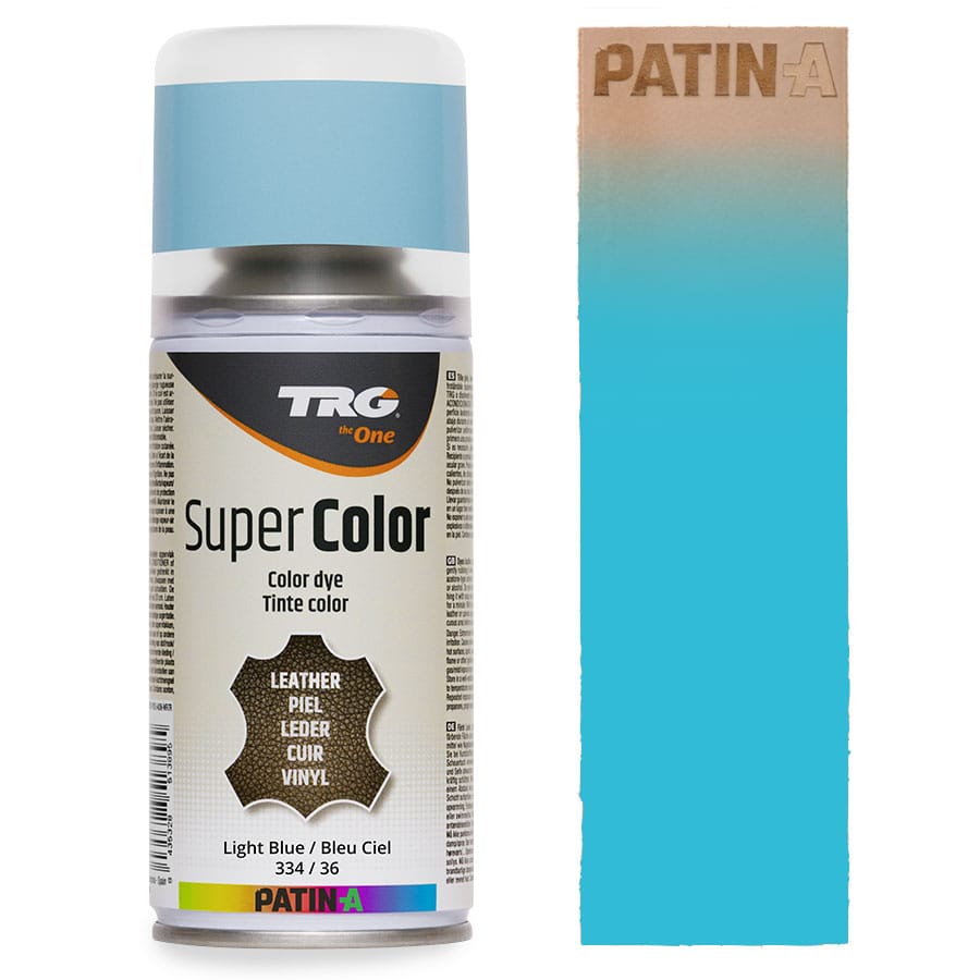 TRG SuperColor 334 Light Blue TRG SuperColor Lederfarbspray Light Blue 334 mit Farbmuster