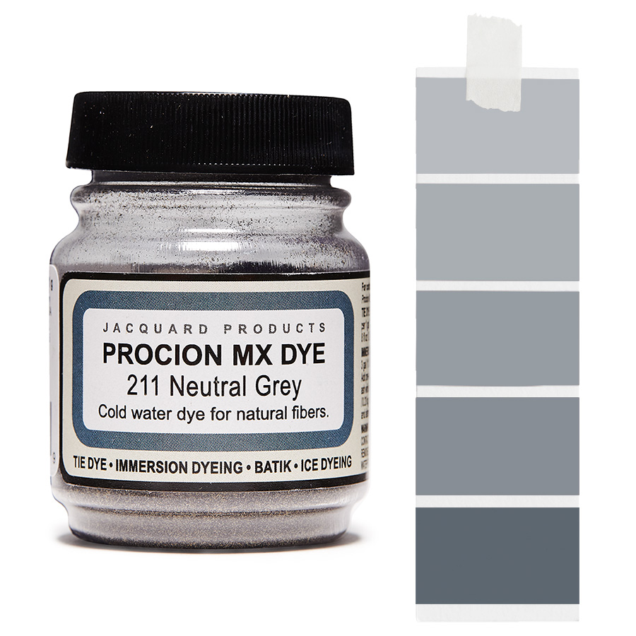 Jacquard Procion MX 211 Neutral Grey 18,7 g Dose Jacquard Procion MX 211 Neutral Grey 18,7 g mit Farbverlauf, Kaltwasser-Textilfarbe