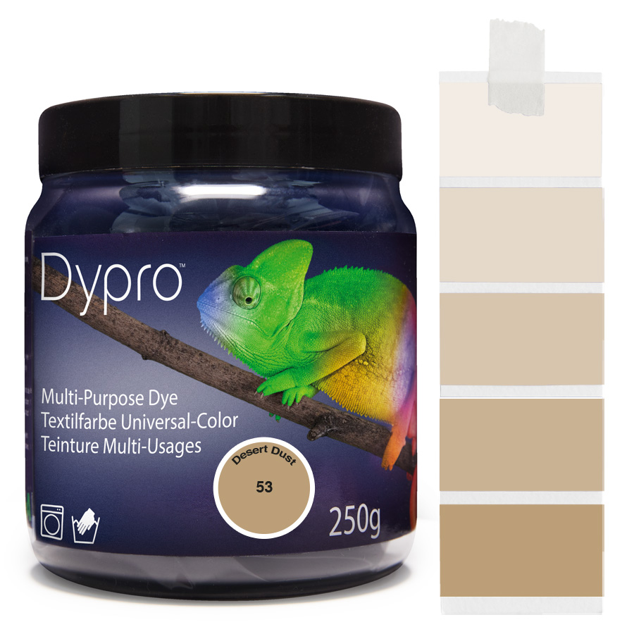 Dypro (Dylon) Textilfarben sind die am stärksten pigmentierten Textilfarben mit intensiven Farbtönen zum Färben von Polyamid/Nylon, Elasthan, Mischgewebe und Naturfasern.