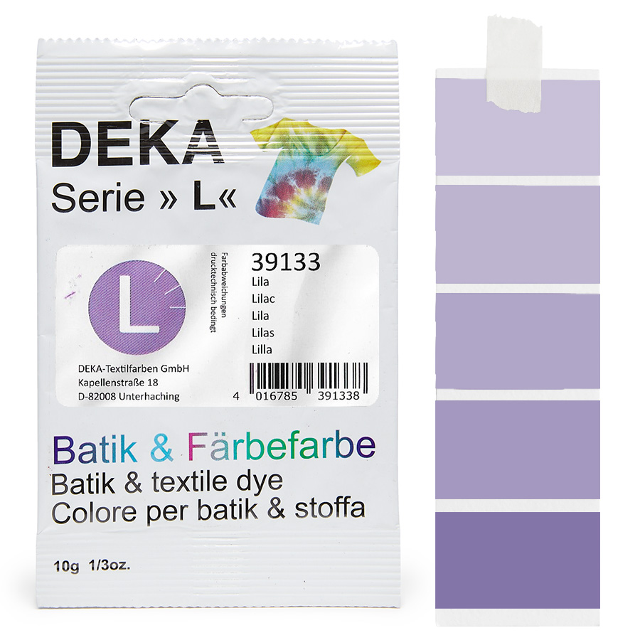DEKA L teinture batik lilas 10 g Sachet de teinture batik DEKA série L lilas 39133, 10 g, avec dégradé