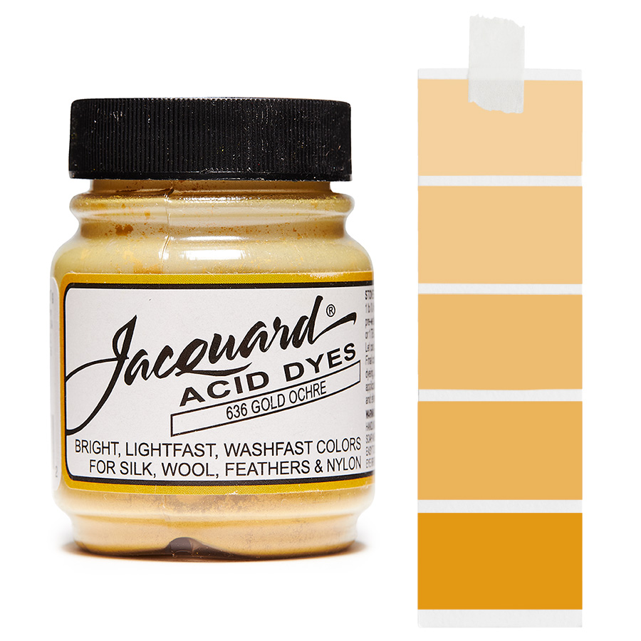 Jacquard Acid Dye 636 Gold Ochre 14 g Dose Jacquard Acid Dye 636 Gold Ochre 14 g mit Farbverlauf für Wolle und Seide