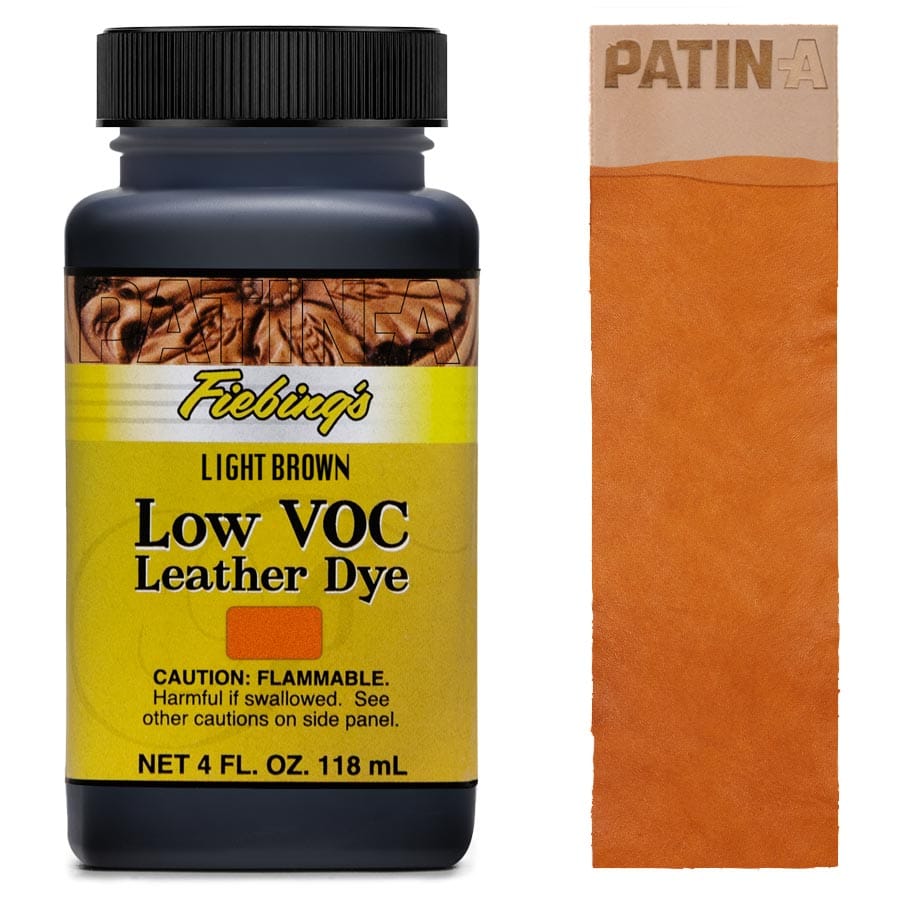 Fiebing's Low VOC Dye, eine lösungsmittelarme Lederfarbe zum intensiven Färben von Leder in 12 leuchtenden Farbtönen.