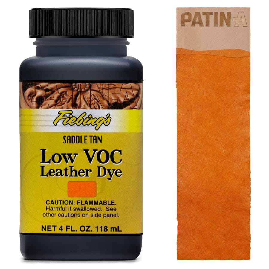 Fiebing's Low VOC Dye, eine lösungsmittelarme Lederfarbe zum intensiven Färben von Leder in 12 leuchtenden Farbtönen.