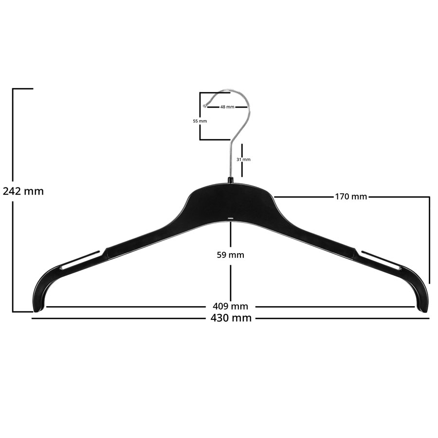 The shirt hanger from Cortec with a width of 43 cm is perfect for women's shirts, dresses or narrow men's shirts.