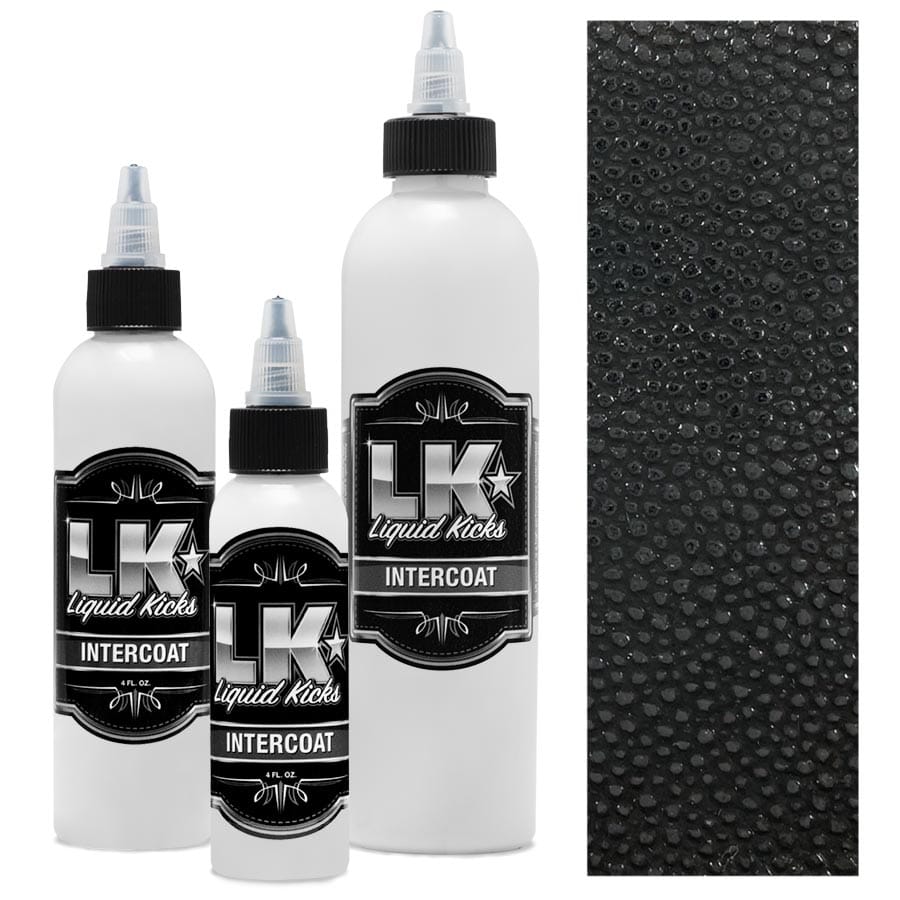 Drei Flaschen Liquid Kicks Intercoat (Zwischenschicht) mit Lederoberfläche