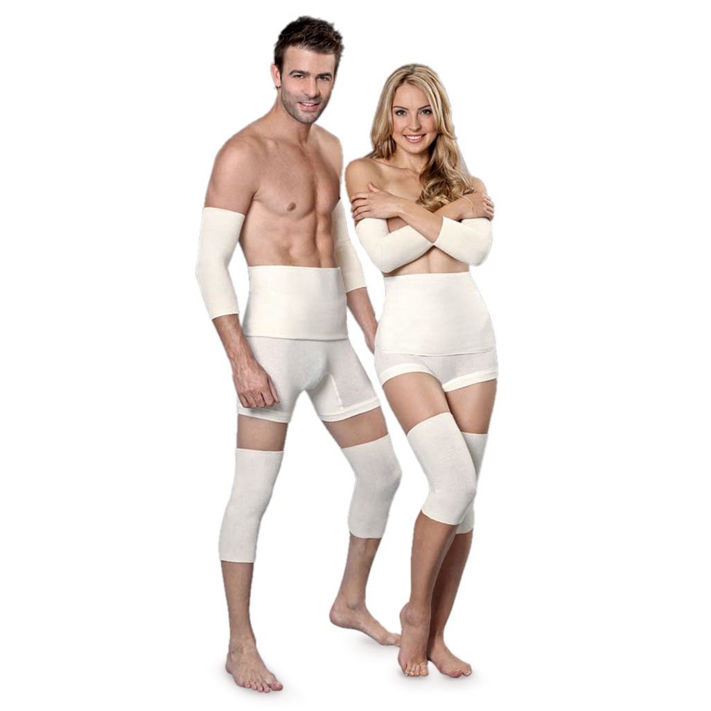 con-ta warming belt angora wool Man and woman wearing a con-ta angora virgin wool warming belt