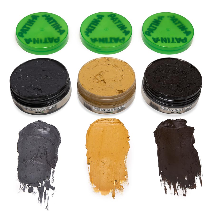 PATIN-MUD MINI 3er Set  in ganz kleiner Gebindegröße von jeweils 125ml Dose. Ideal für die Settasche oder Testen.