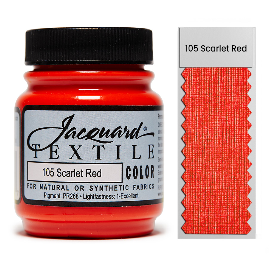 Jacquard Textile Color 105 Scarlet 67 ml Dose Jacquard Textile Color 105 Scarlet 67 ml mit Farbaufstrich, Stoffmalfarbe