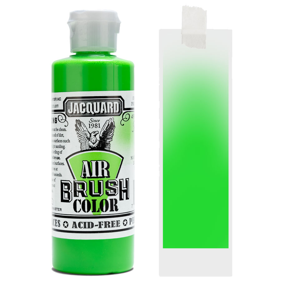 Jacquard Airbrush Fluoreszierend 403 Green Flasche Jacquard Airbrush Color Fluoreszierend 403 Green mit Farbmuster
