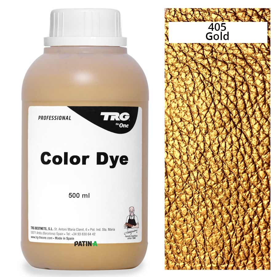 Tintolina Metallic 405 500 ml TRG Tintolina Metallic Lederfarbe 500 ml, 405 Gold, mit Farbmuster