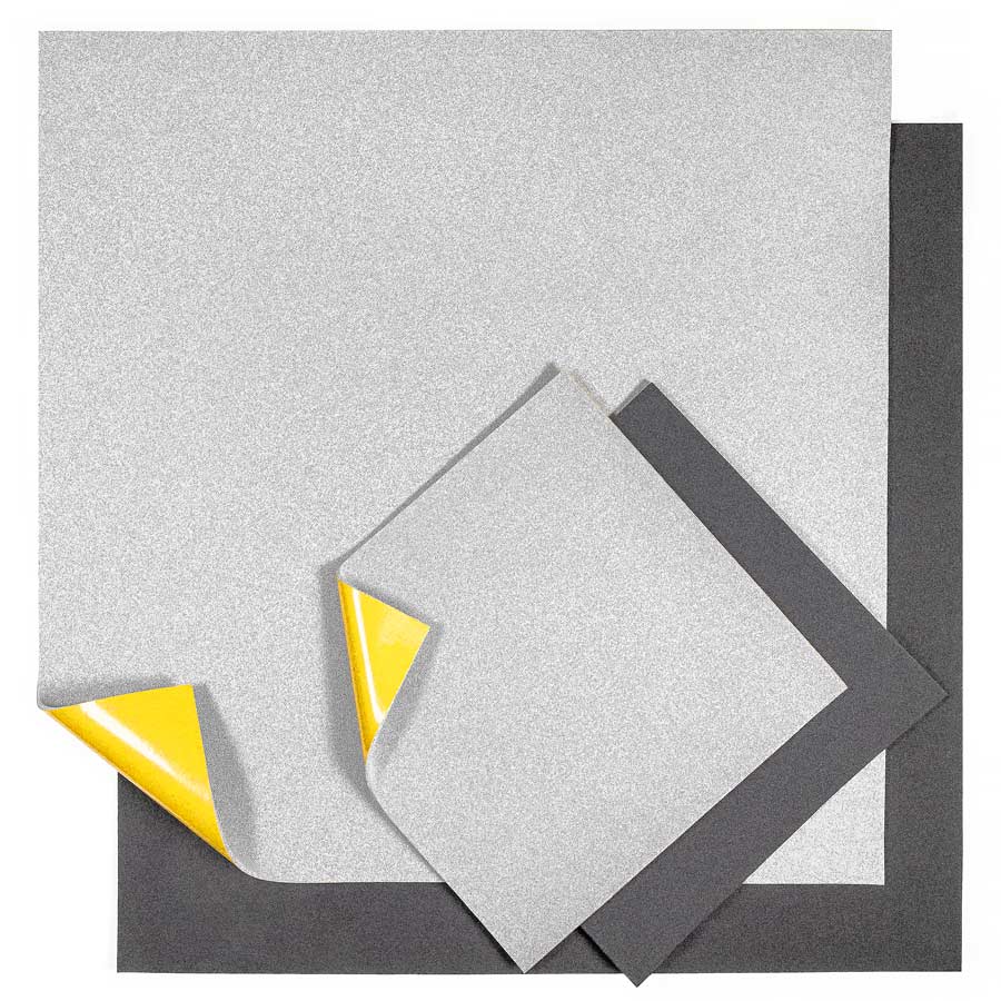 Self-adhesive cellular rubber Self-adhesive cellular rubber in black and medium grey