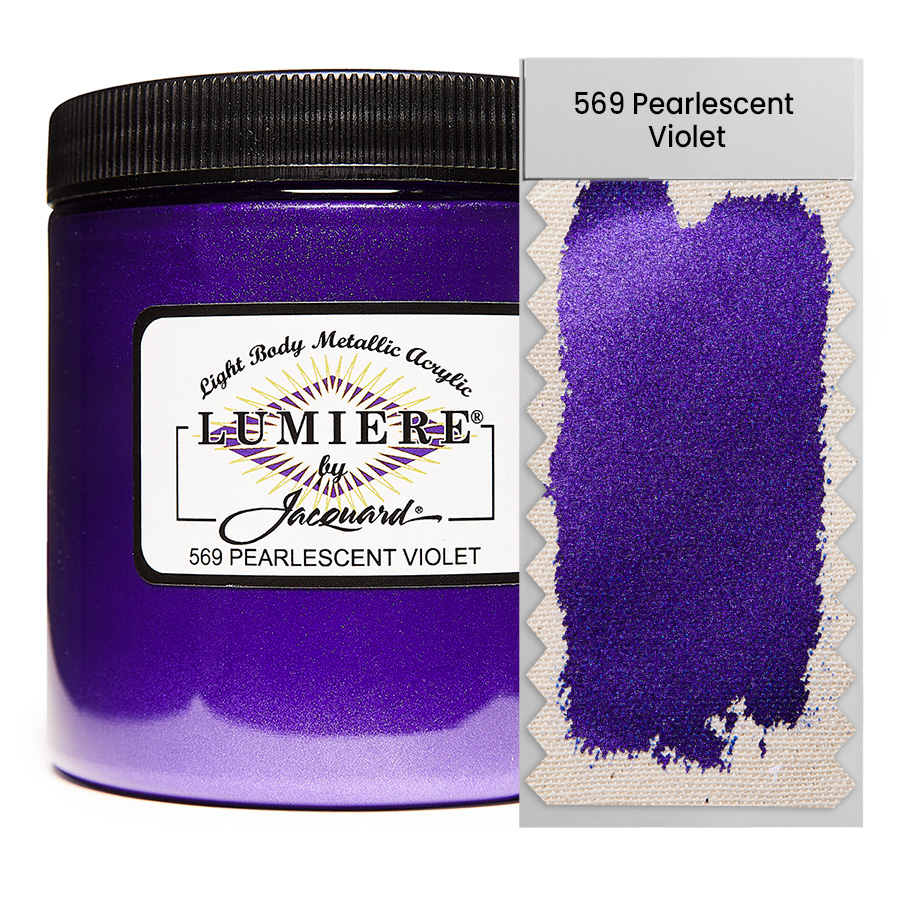 Jacquard Lumiere 569 Pearlescent Violet 236 ml Dose Jacquard Lumiere 569 Pearlescent Violet 236 ml mit Farbaufstrich, Metallic- und Perlglanzfarbe