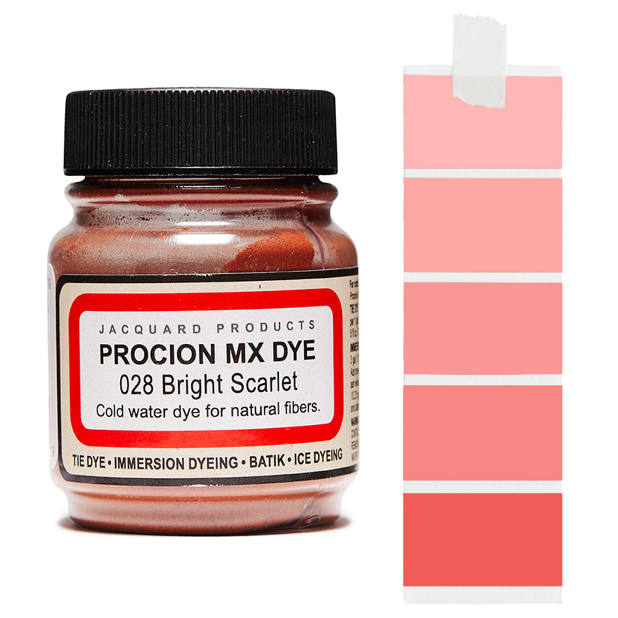 Jacquard Procion MX 028 Bright Scarlet 18,7 g Dose Jacquard Procion MX 028 Bright Scarlet 18,7 g mit Farbverlauf, Kaltwasser-Textilfarbe