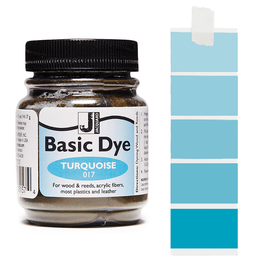 Jacquard Basic Dye 017 Turquoise 14 g Dose Jacquard Basic Dye 017 Turquoise 14 g mit Farbverlauf, für Polyacryl, Holz und Federn