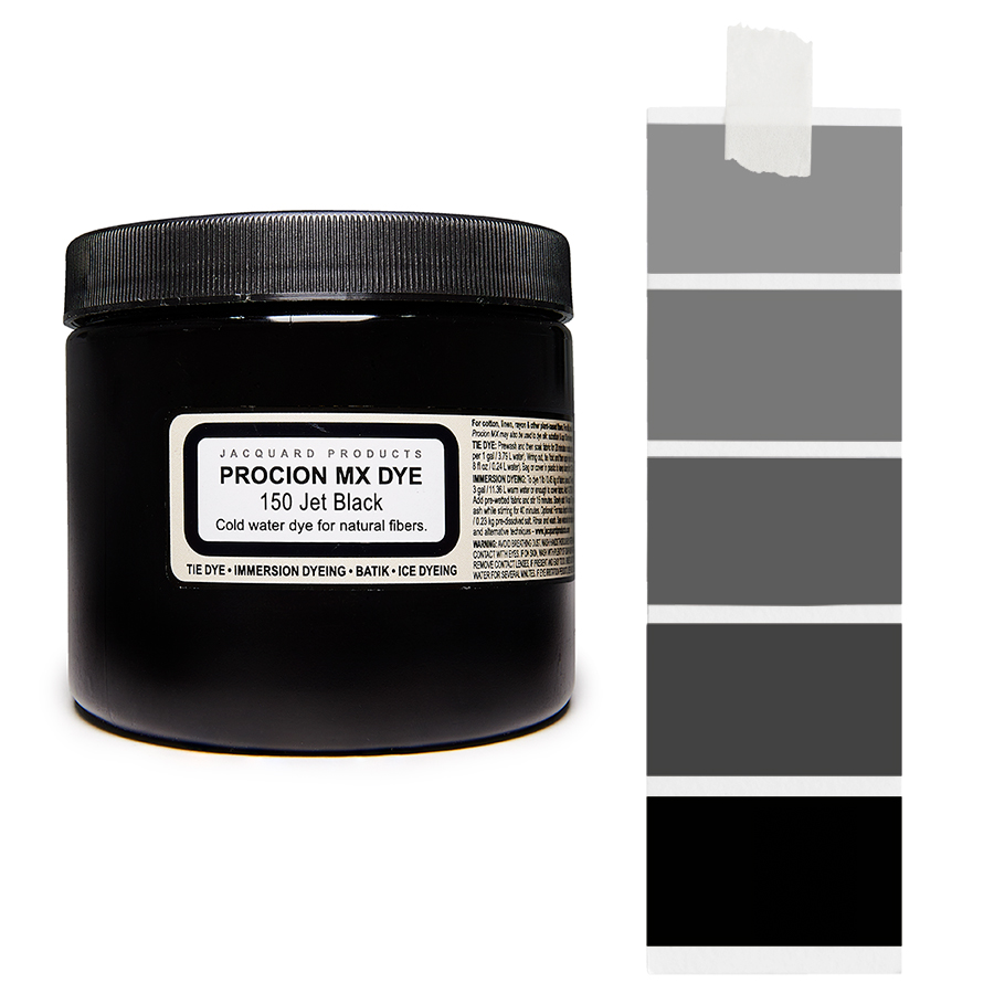 Jacquard Procion MX 150 Jet Black 227 g Dose Jacquard Procion MX 150 Jet Black 227 g mit Farbverlauf, Kaltwasser-Textilfarbe