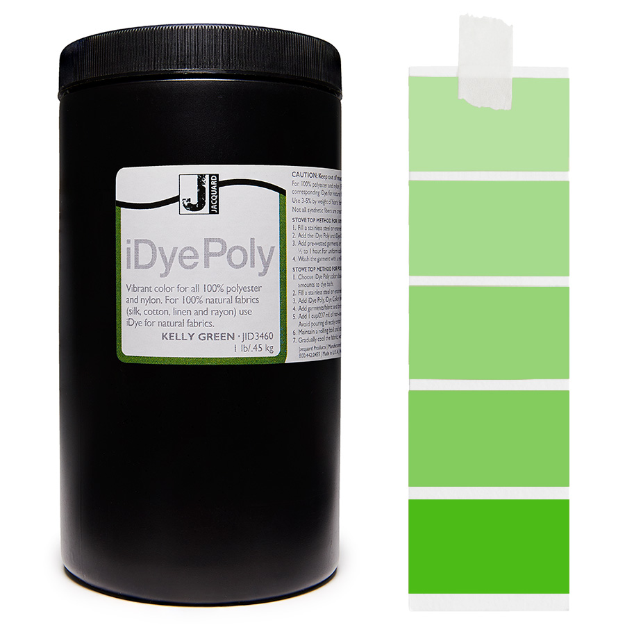 Jacquard iDye Poly 460 Kelly Green 450 g Pot Jacquard iDye Poly 460 Kelly Green 450 g avec dégradé, teinture pour polyester