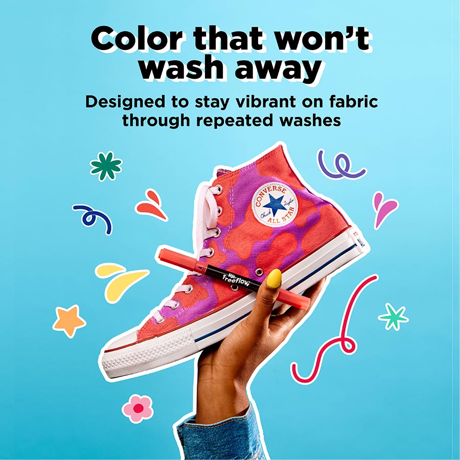 Freeflow Textilmarker: sogar Sneakers werden wunderbar bemalt