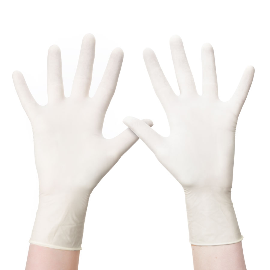 Latexhandschuhe 2 Hände Zwei Hände in puderfreien Latexhandschuhen