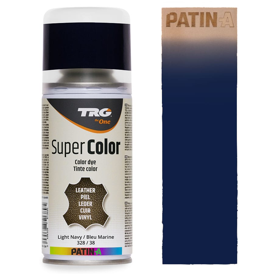 TRG SuperColor 328 Light Navy TRG SuperColor Lederfarbspray Light Navy 328 mit Farbmuster