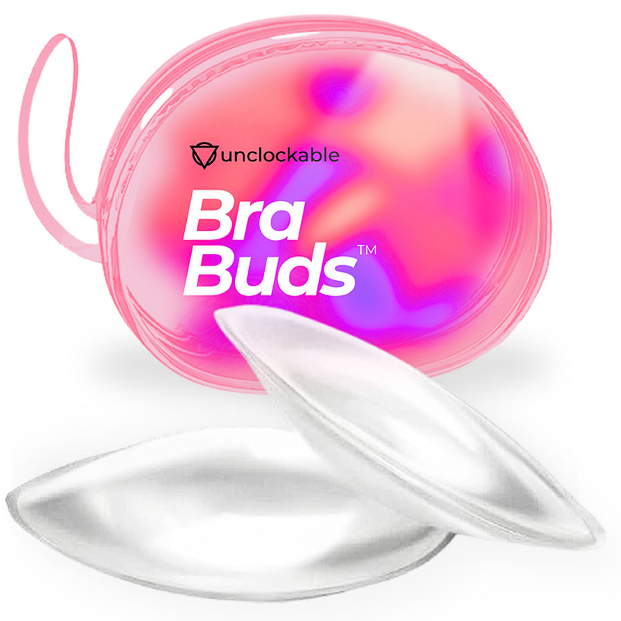 Bra Buds with case Unclockable Bra Buds silicone inserts with pink case