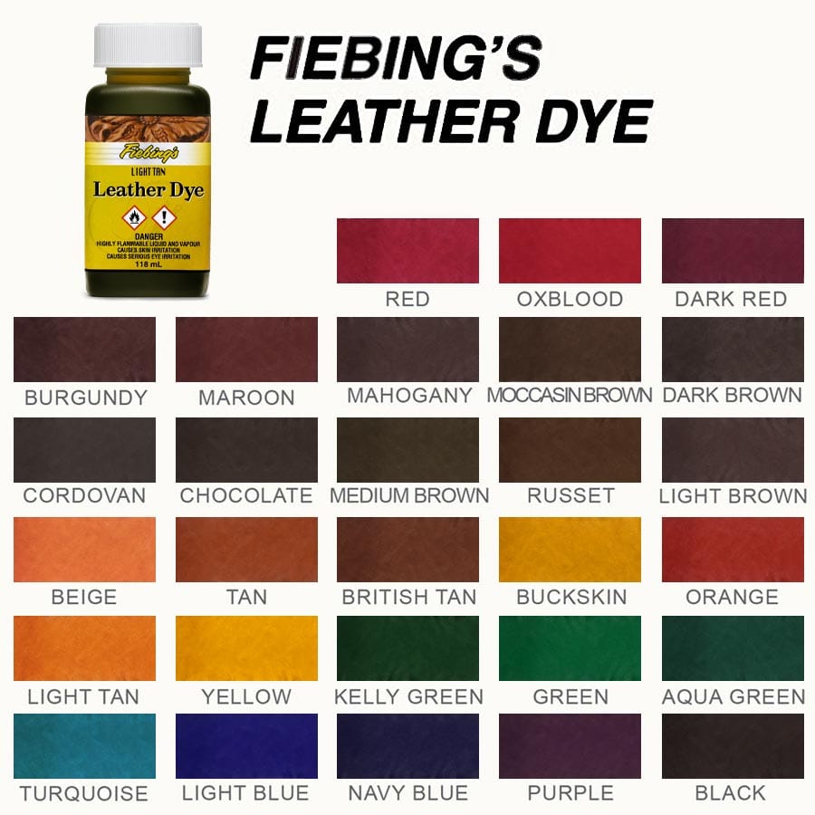 Fiebing's Leather Dye Glatt-Lederfarbe Farbkarte