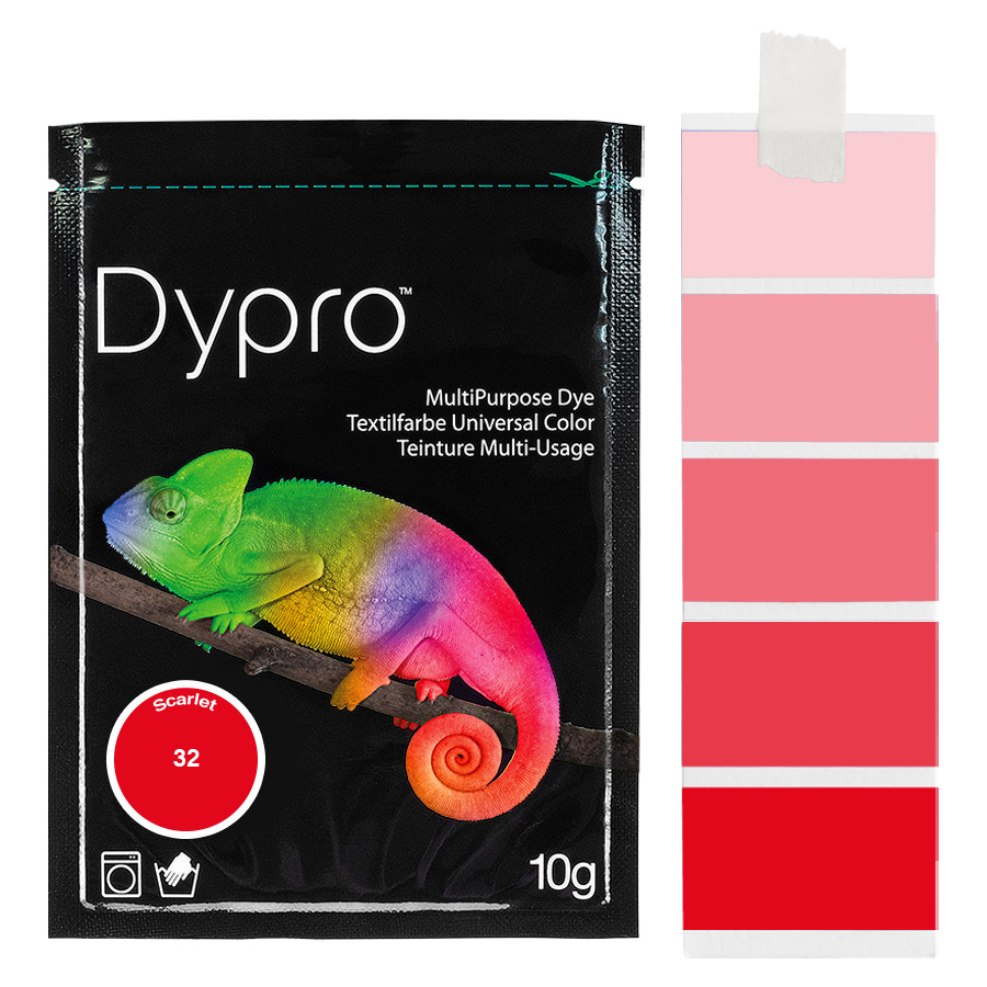 Dypro Scarlet 10 g Beutel Dypro Universal-Color Textilfarbe Scarlet 10 g mit Farbverlauf