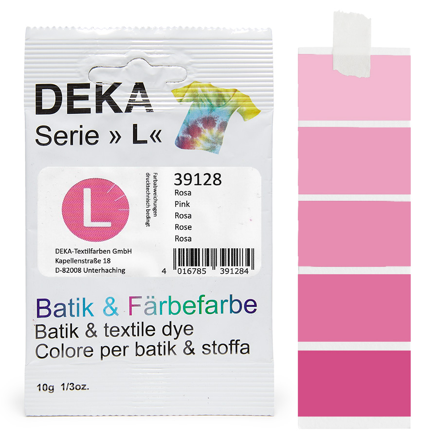 DEKA L teinture batik rose 10 g Sachet de teinture batik DEKA série L rose, 10 g, avec dégradé