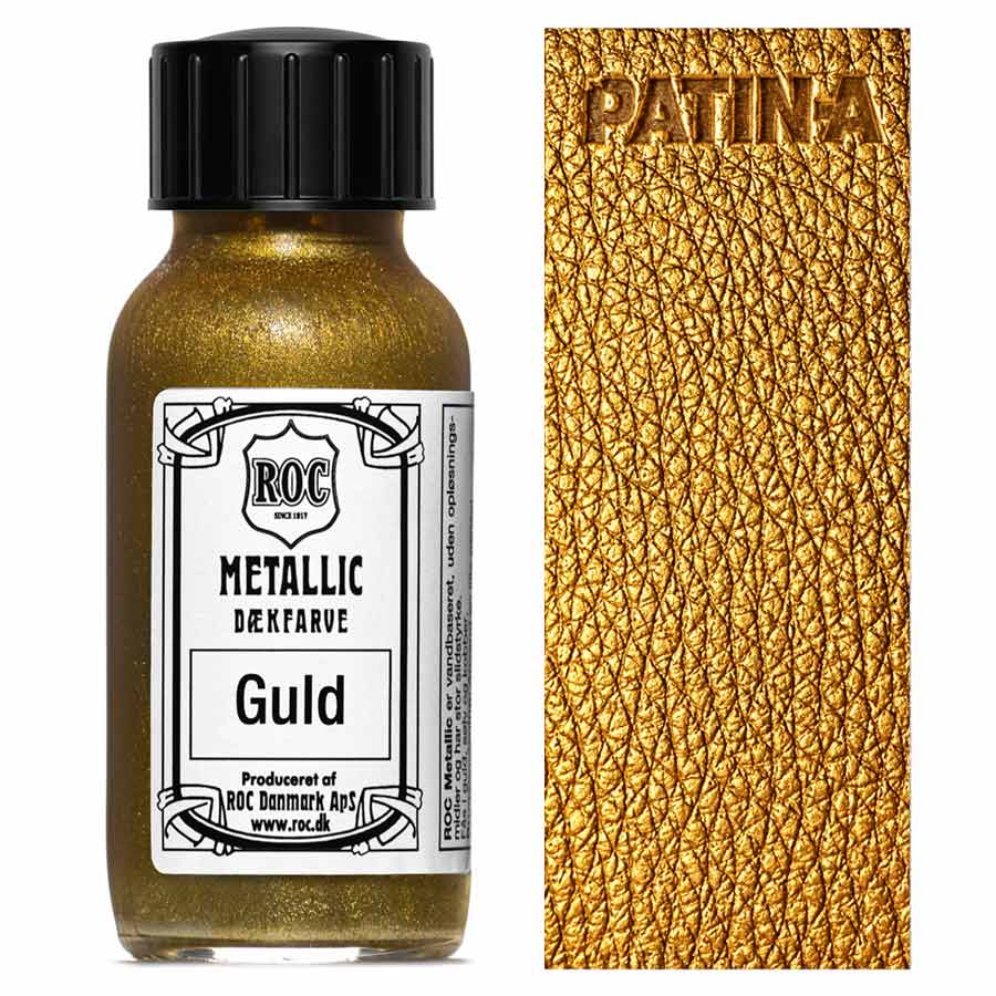 ROC Metallic Leather Paints in gold, copper, and silver are suitable for opaque coloring and painting and really look like metal