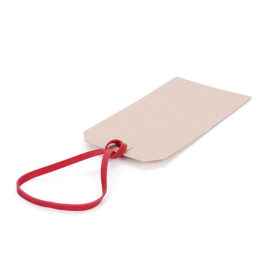 Étiquette manille avec élastique Étiquette d'essayage manille beige avec élastique rouge