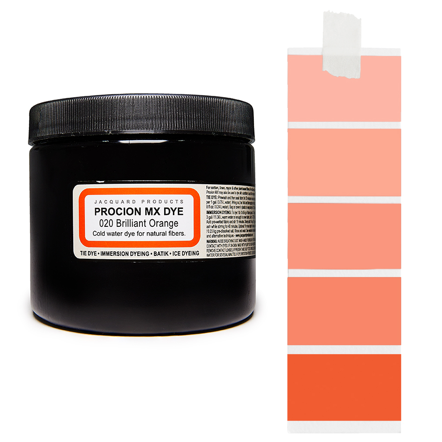 Jacquard Procion MX 020 Brilliant Orange 227 g Dose Jacquard Procion MX 020 Brilliant Orange 227 g mit Farbverlauf, Kaltwasser-Textilfarbe
