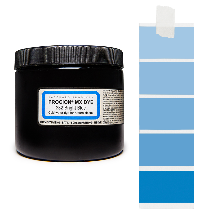 Jacquard Procion MX 232 Bright Blue 227 g Dose Jacquard Procion MX 232 Bright Blue 227 g mit Farbverlauf, Kaltwasser-Textilfarbe