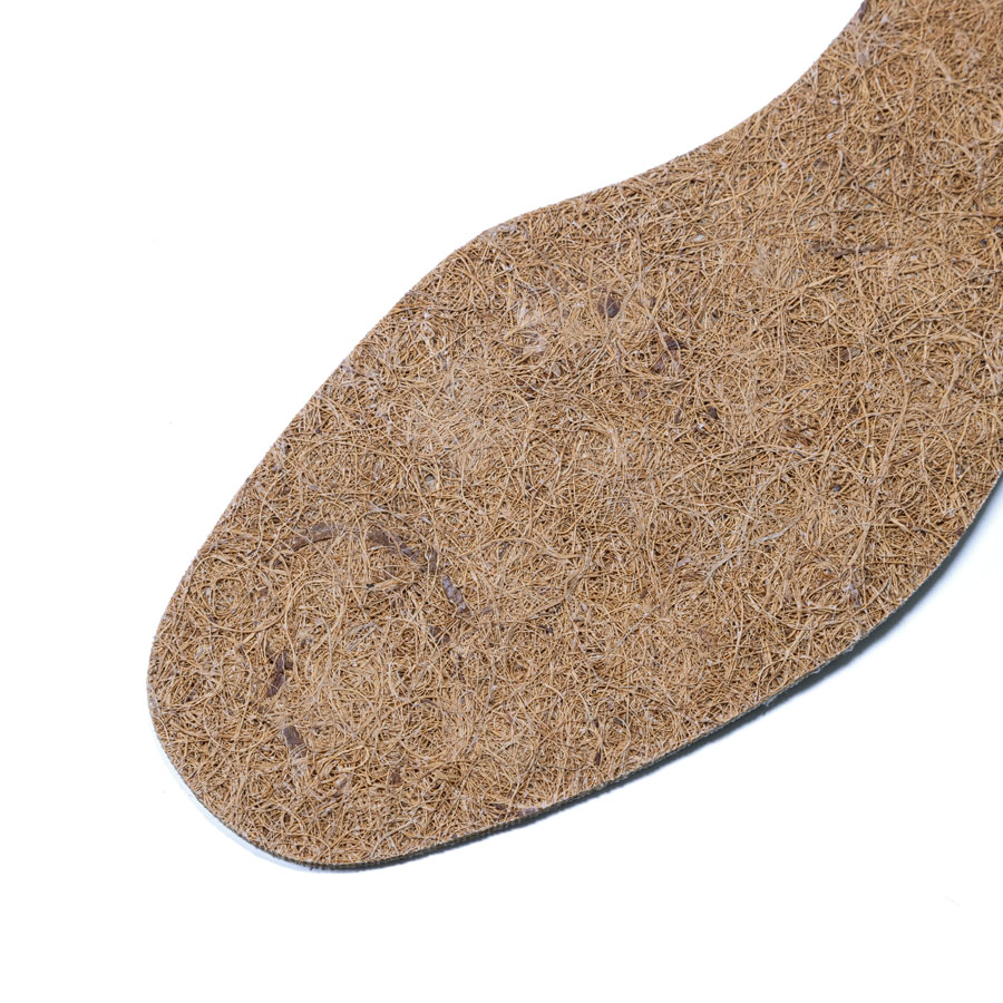 Flat coconut insole underside Close-up of the underside of the flat coconut fibre insole