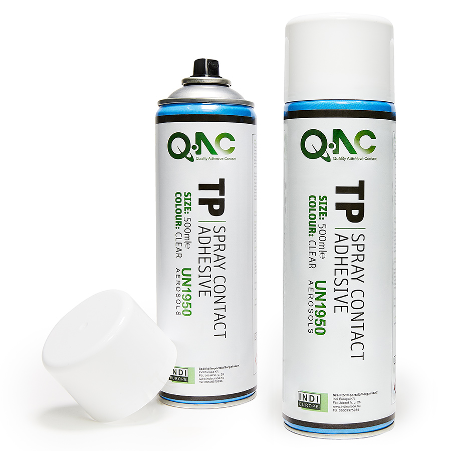 QAC TP spray adhesive Two cans of QAC TP spray contact adhesive, one opened