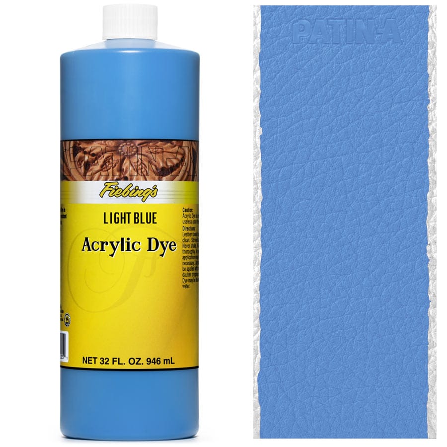 Fiebing's Acrylic Dye 946 ml Light Blue, deckende Lederfarbe, mit Farbmuster