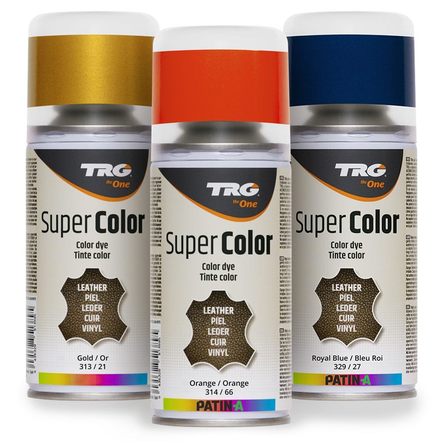 TRG Ledersprühfarbe bietet viele schöne Farbtöne zum Färben, Umfärben, Neufärben oder Auffrischen von Leder, Kunstleder und auch Leinwand.