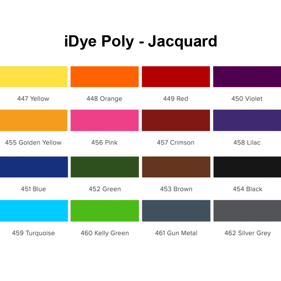 iDye Poly Farbkarte Farbkarte iDye Poly: 16 Farben von 447 Yellow bis 462 Silver Grey