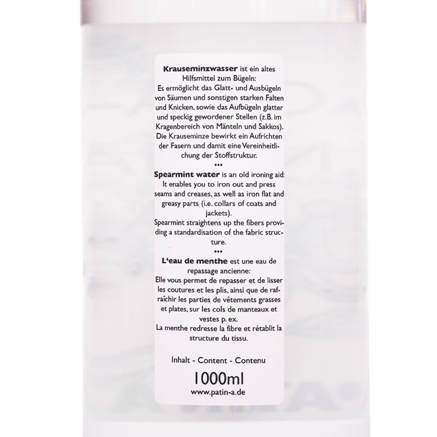 Krauseminzwasser Anleitung Rückseite Krauseminzwasser 1000 ml mit Anleitung zum Bügeln