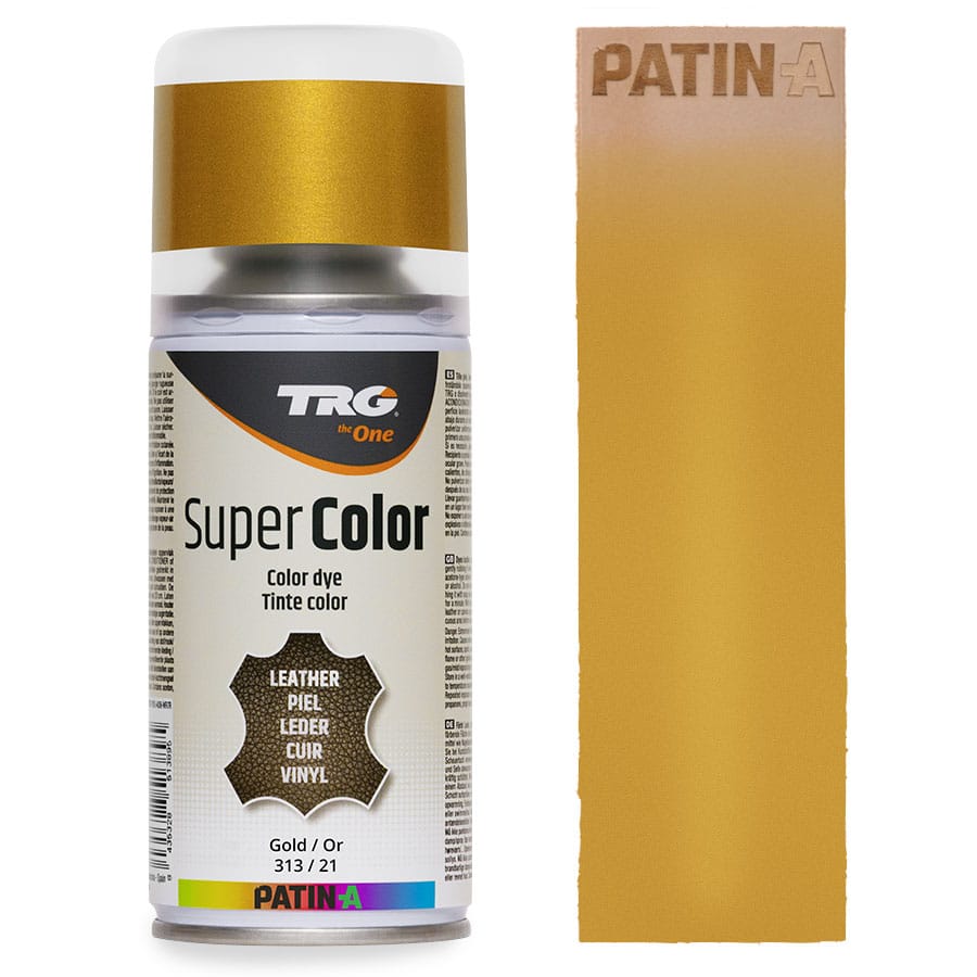 TRG SuperColor 313 Gold TRG SuperColor Lederfarbspray Gold 313 mit Farbmuster