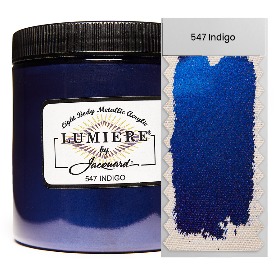 Jacquard Lumiere 547 Indigo 236 ml Dose Jacquard Lumiere 547 Indigo 236 ml mit Farbaufstrich, Metallic- und Perlglanzfarbe
