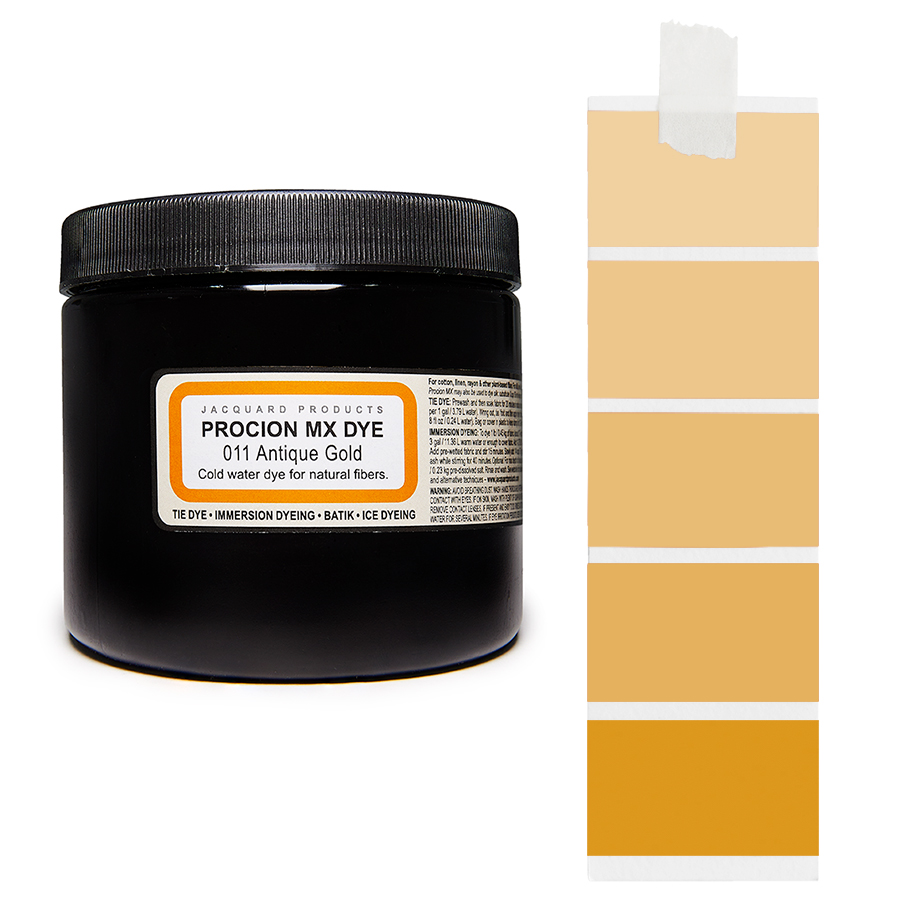 Jacquard Procion MX 011 Antique Gold 227 g Dose Jacquard Procion MX 011 Antique Gold 227 g mit Farbverlauf, Kaltwasser-Textilfarbe