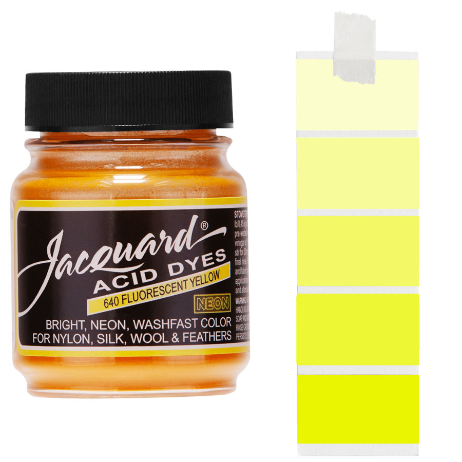 Fluorescent Yellow 640 - Jacquard Acid Dye Textilfarbe - 14g - 0,5oz - leuchtende, neonfarbe, schnell waschende Farbe für Nylon, Seide, Wolle und Federn