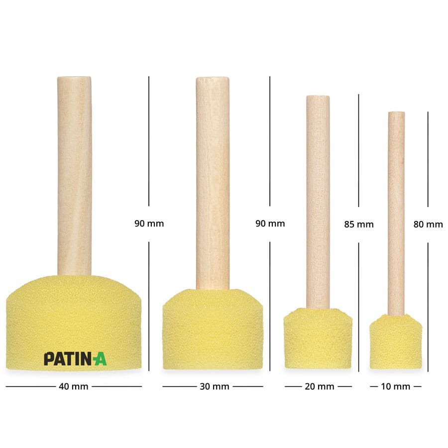 Ein 4er-Set Schaumstoff-Stupfpinsel mit verschiedenen Durchmessern. Perfekt zum Patinieren, Schablonieren oder Tupftechniken