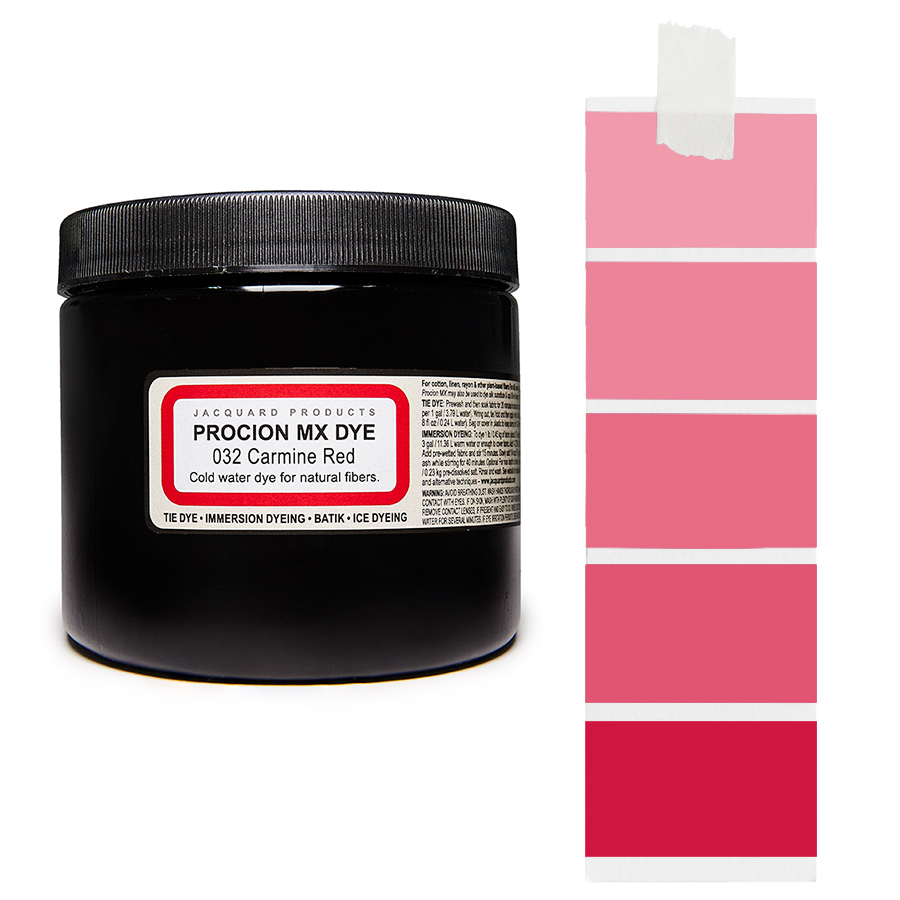 Jacquard Procion MX 032 Carmine Red 227 g Dose Jacquard Procion MX 032 Carmine Red 227 g mit Farbverlauf, Kaltwasser-Textilfarbe