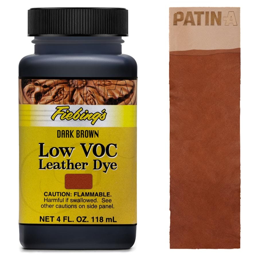 Fiebing's Low VOC Dye, eine lösungsmittelarme Lederfarbe zum intensiven Färben von Leder in 12 leuchtenden Farbtönen.
