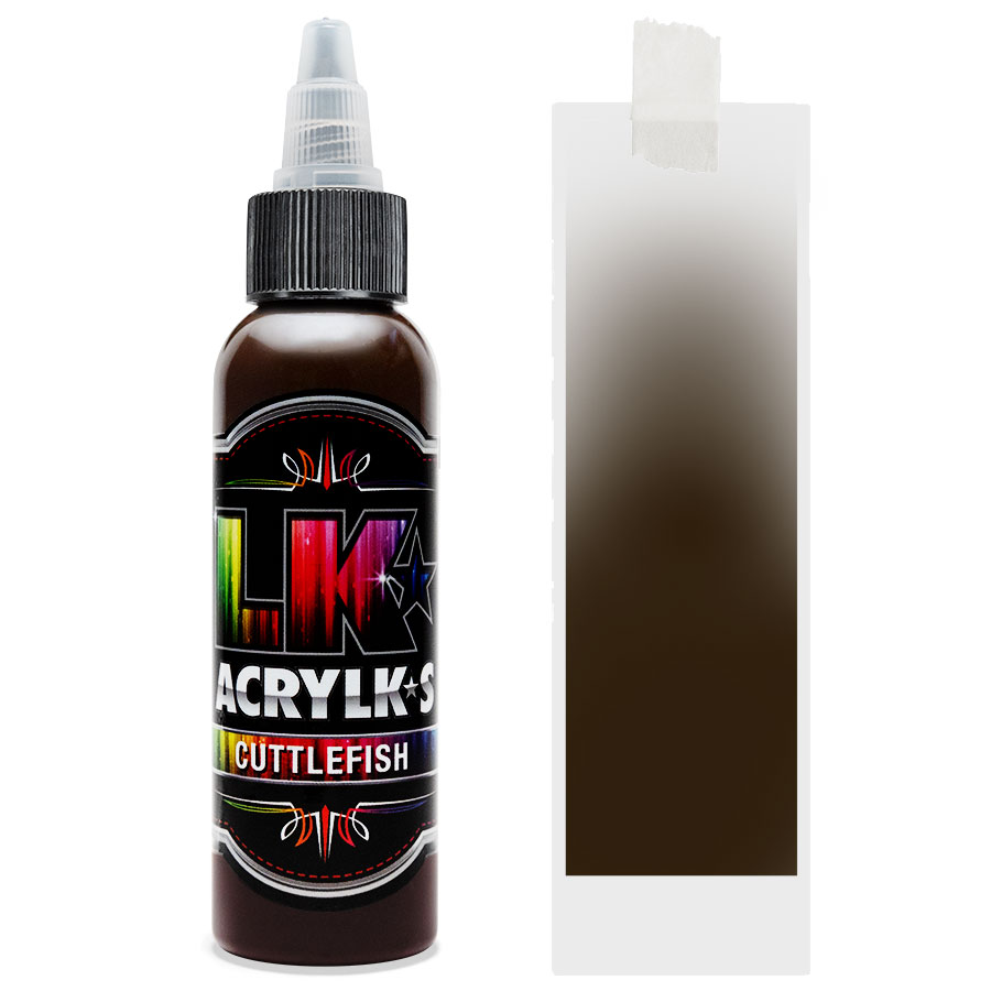 Liquid Kicks Acrylks Cuttlefish - Marron LK ACRYLKS est la peinture ultime pour le cuir, la toile, le vinyle, le plastique, le métal, le papier, le bois et bien plus encore. Les LK ACRYLKS ont une valeur chromatique élevée et sont incroyablement faciles à mélanger. Les artistes aiment la passion