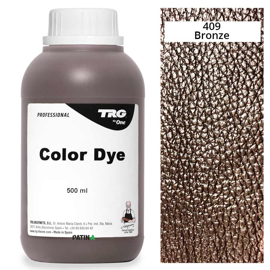 Tintolina Metallic 409 500 ml TRG Tintolina Metallic Lederfarbe 500 ml, 409 Bronze, mit Farbmuster