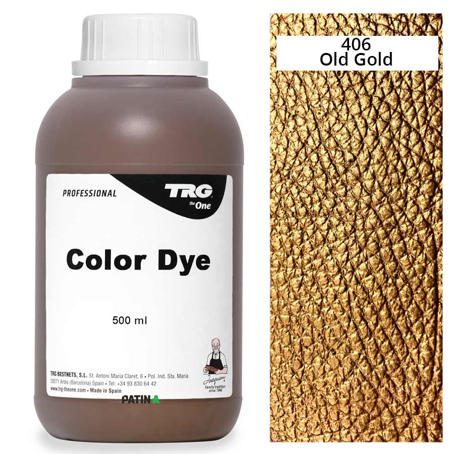 Tintolina Metallic 406 500 ml TRG Tintolina Metallic Lederfarbe 500 ml, 406 Old Gold, mit Farbmuster