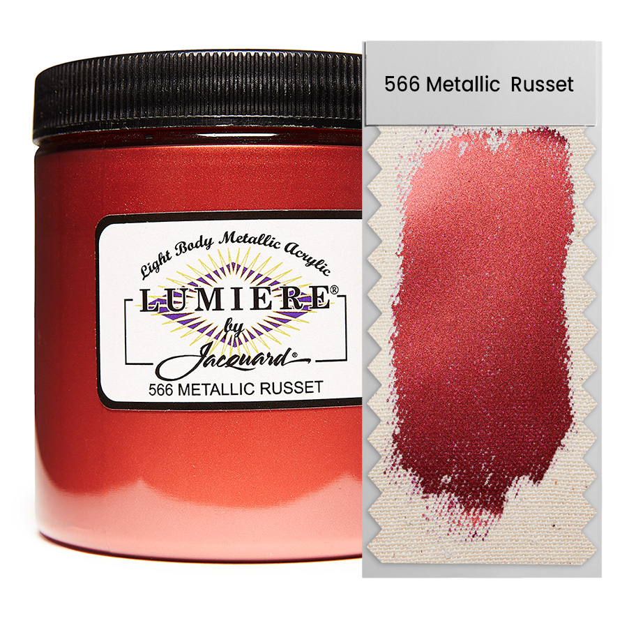 Jacquard Lumiere 566 Metallic Russet 236 ml Dose Jacquard Lumiere 566 Metallic Russet 236 ml mit Farbaufstrich, Metallic- und Perlglanzfarbe