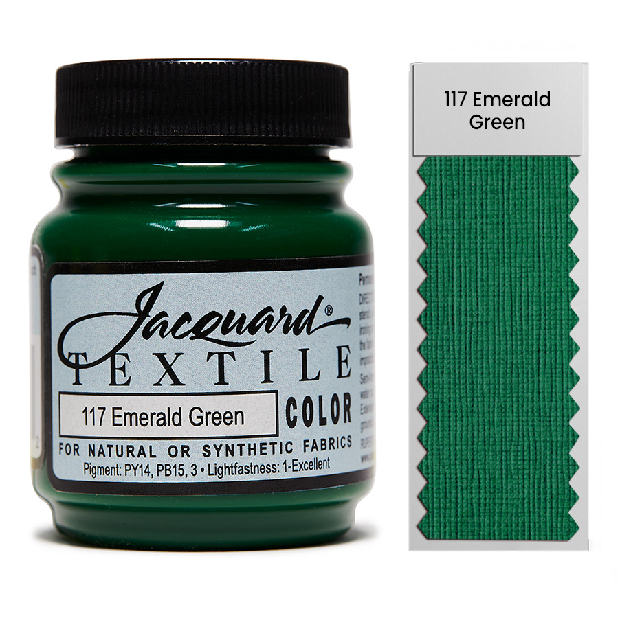 Jacquard Textile Color 117 Emerald Green 67 ml Dose Jacquard Textile Color 117 Emerald Green 67 ml mit Farbaufstrich, Stoffmalfarbe