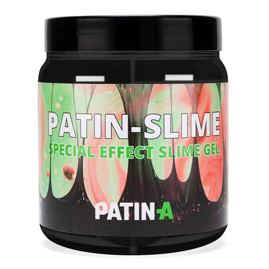 Patin-Slime Teerschwarz 500ml ist ein zähflüssiges Gel um Sekrete aller Art (z.B. Speichel, Erbrochenes, Schleim) zu simulieren.